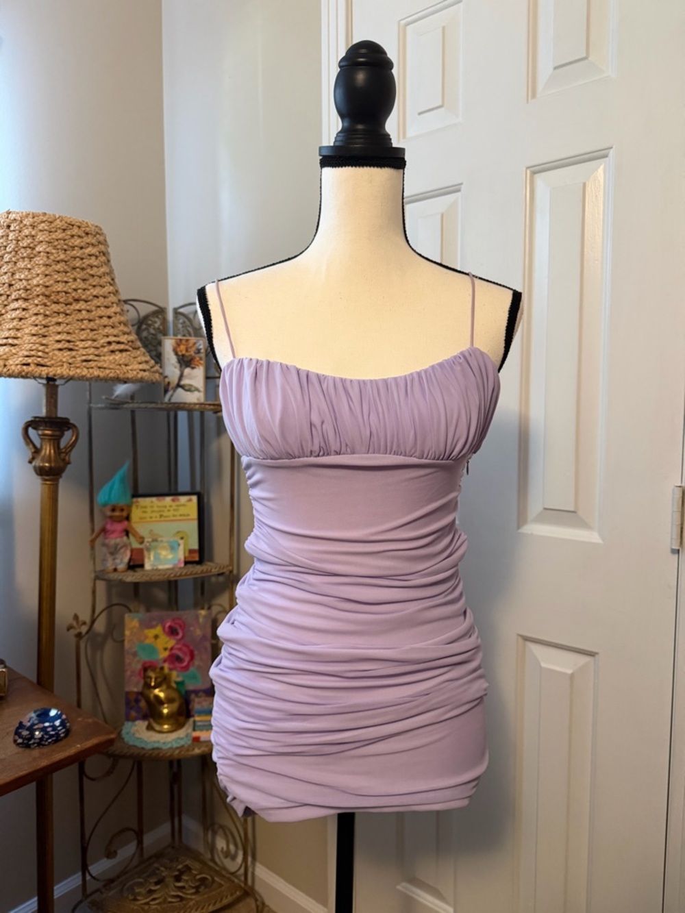 Princess Polly Lilac Ruched Slip Mini Dress sz 4